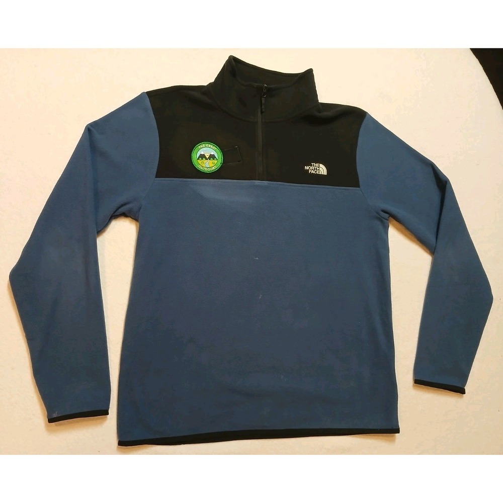 The North Face Glacier 1/4 Zip Fleece Jacket Men Medium Blue Black Pullover